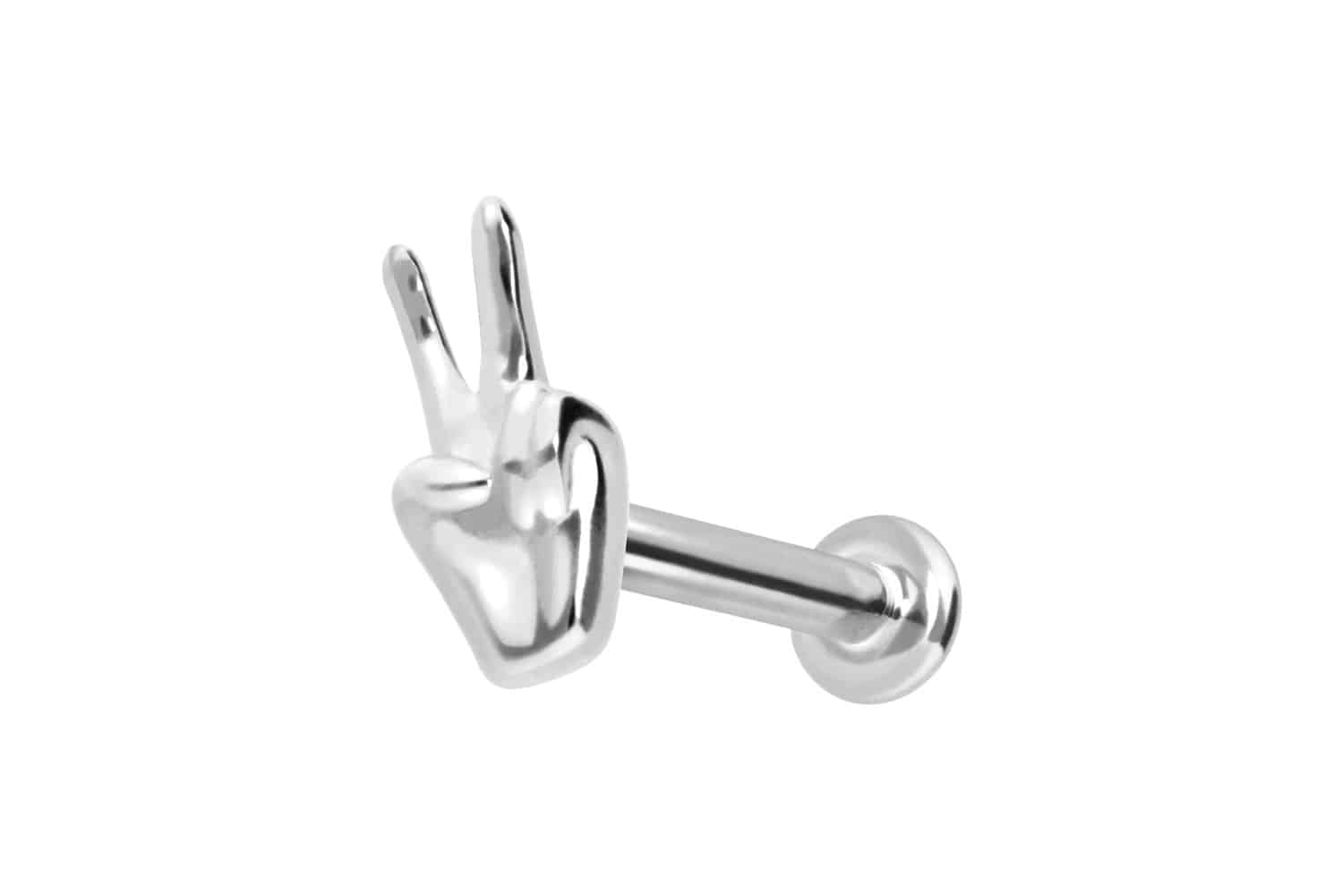 14 Karat Gold Labret Piercing mit Push Fit PEACE-ZEICHEN